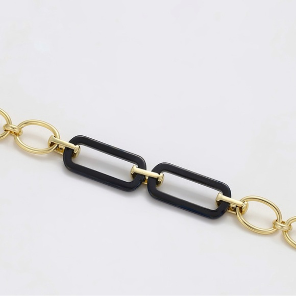 Paperclip Chain Bracelet 14k Gold Plated w/ Cubic Zirconia - Picture 4 of 10